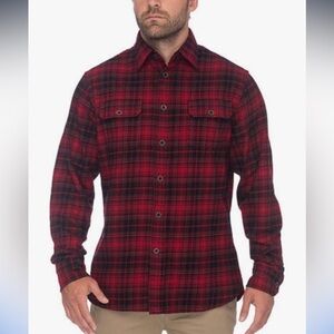 Men’s New Jachs Brawny Plaid Flannel Shirt Red and Black